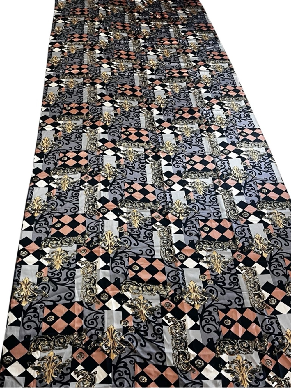 Harlequin Fleur-De-Lis Satin Fabric 3 1/8 Yard 45 Inch Wide Italian Satin Poly